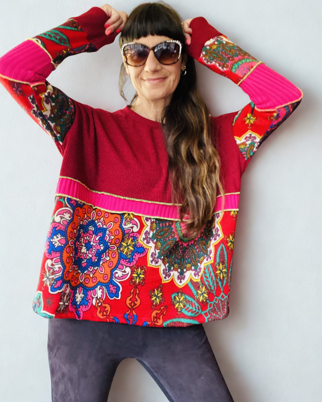 Poleron Multicromo Burdeo Red Mandala ❤️