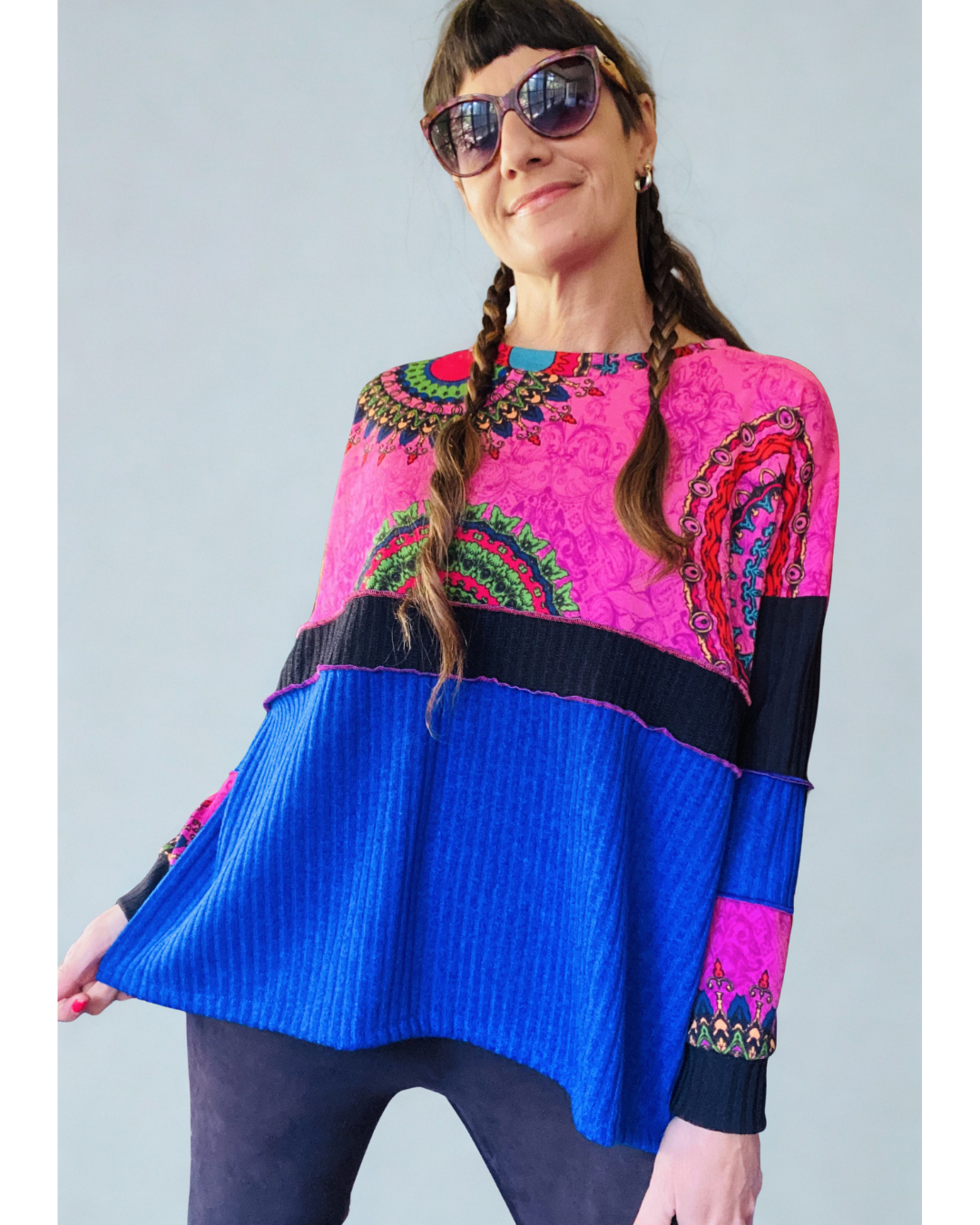 Polerón Multicromo🩷Mandala pink-black-blue
