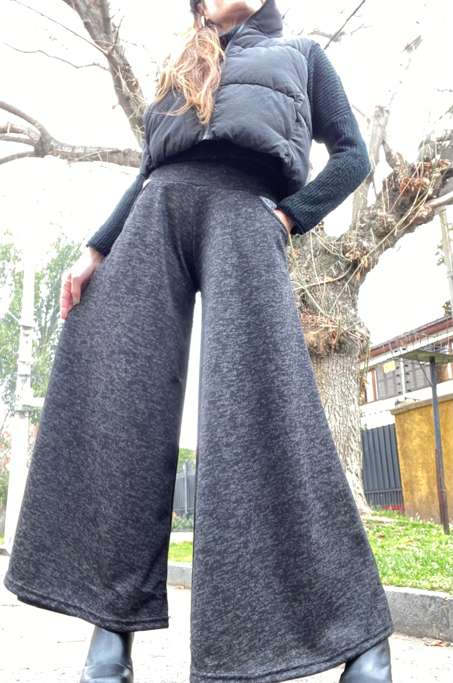 Palazzo Lanilla Black Melange