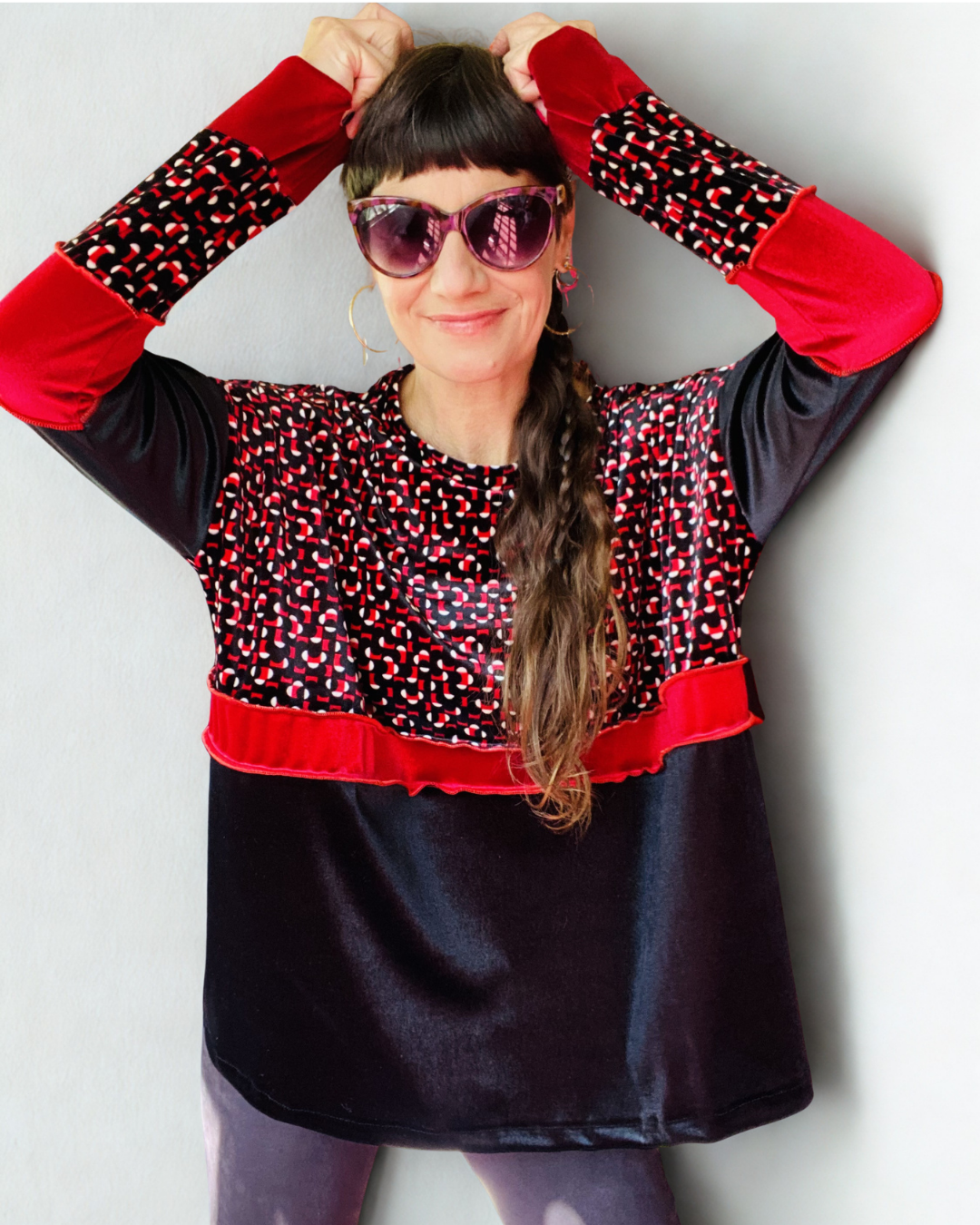 Poleron Multicromo Estampado red black total Velvet