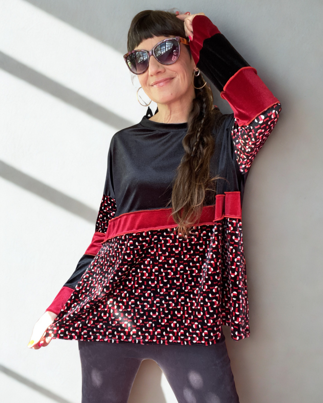 Poleron Multicromo Estampado red black total Velvet