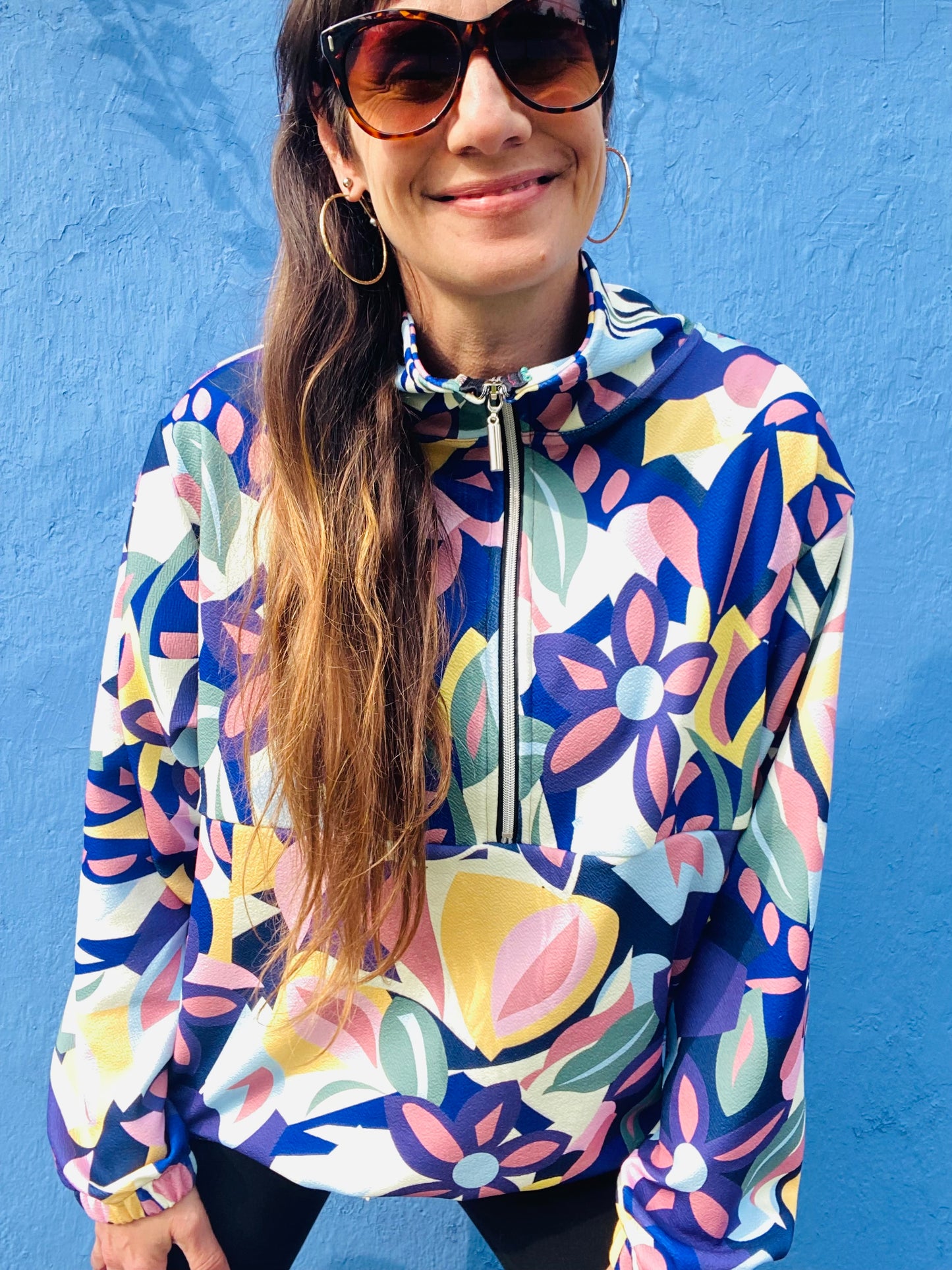 Poleron con cierre Flower Lila