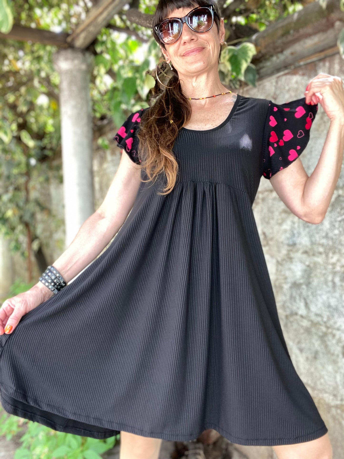 Vestido Mila Black Corazones