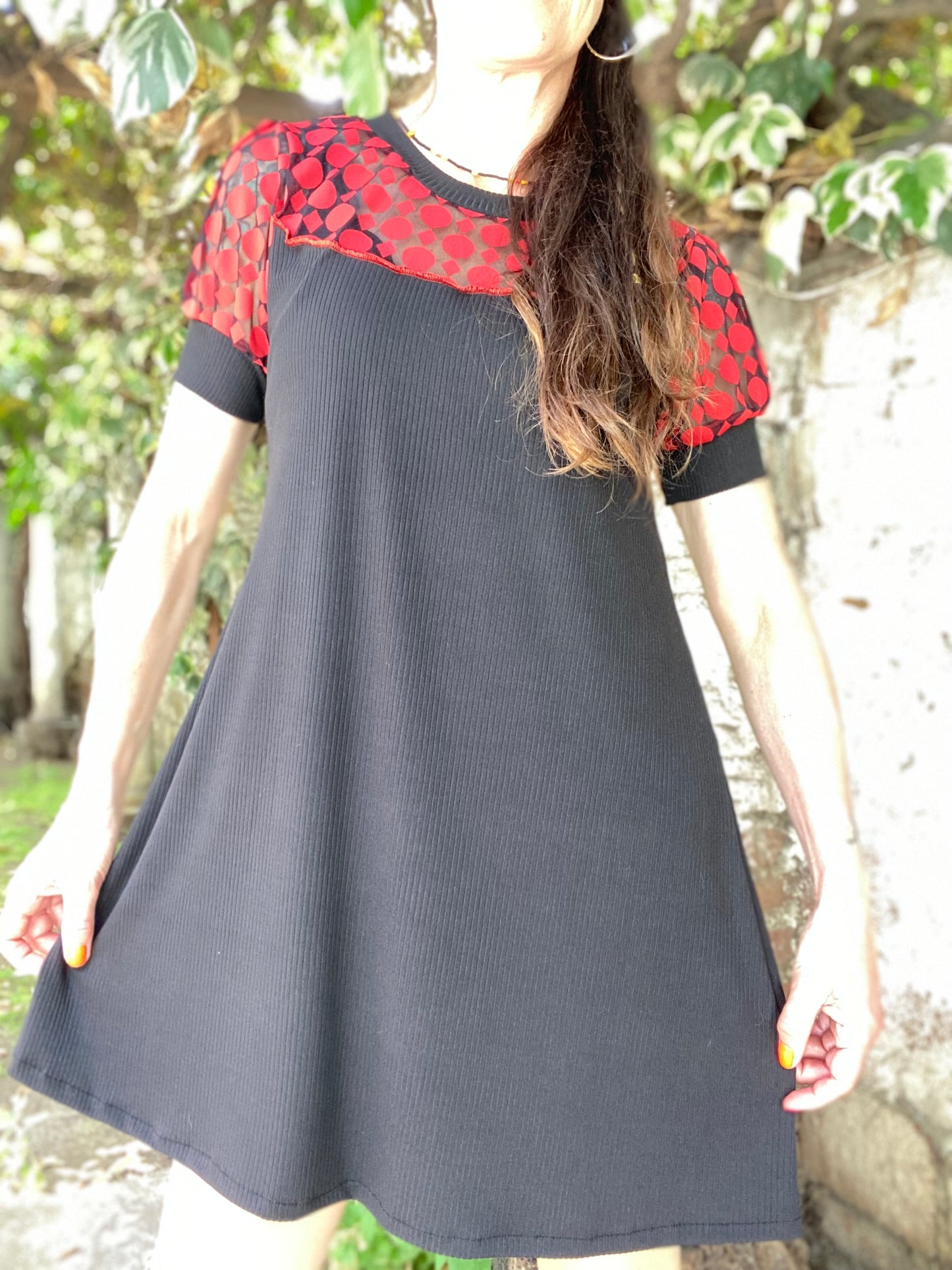 Minivestido Black Malla red