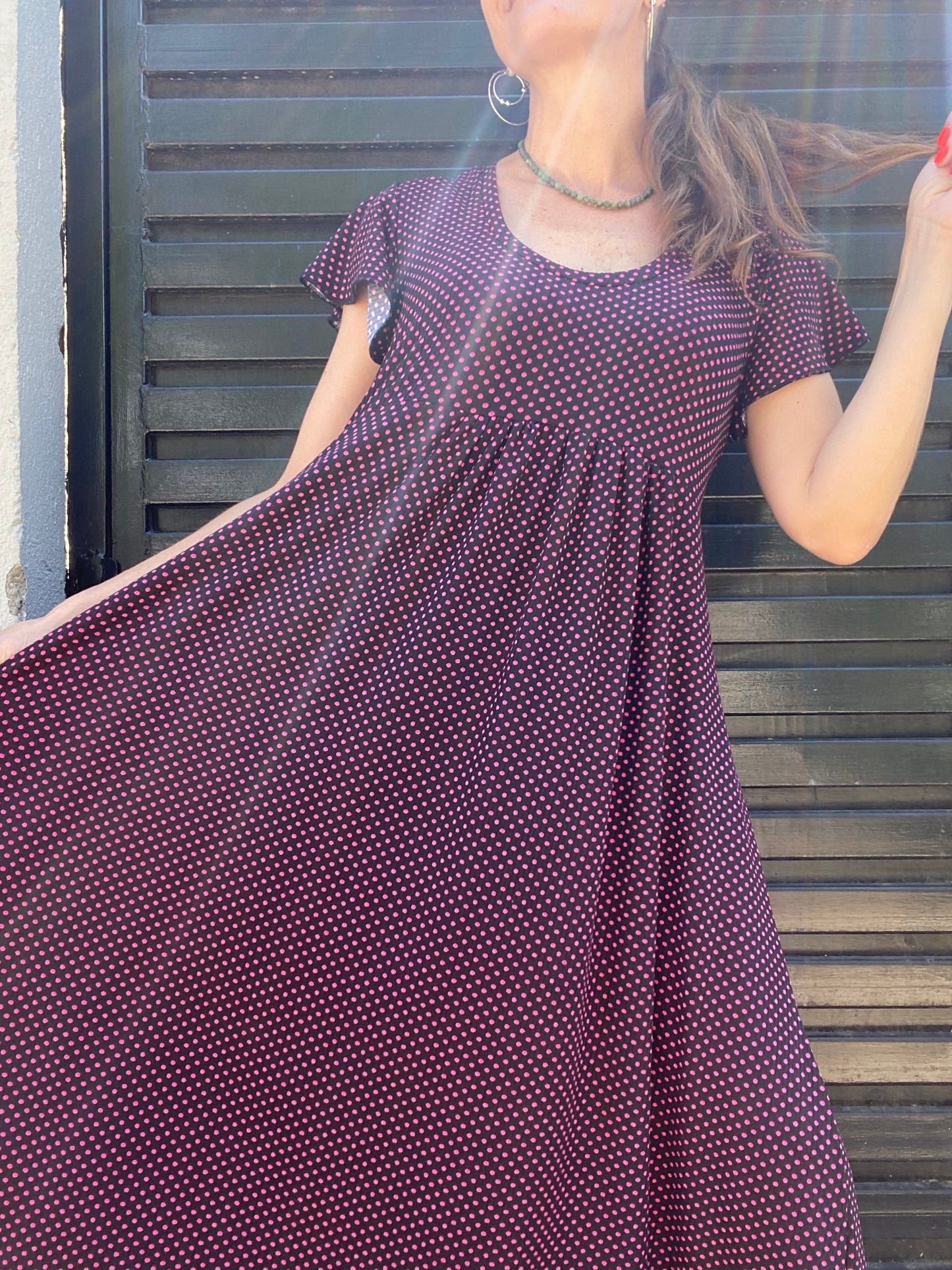 Vestido Mila Long Lunares Fuccia