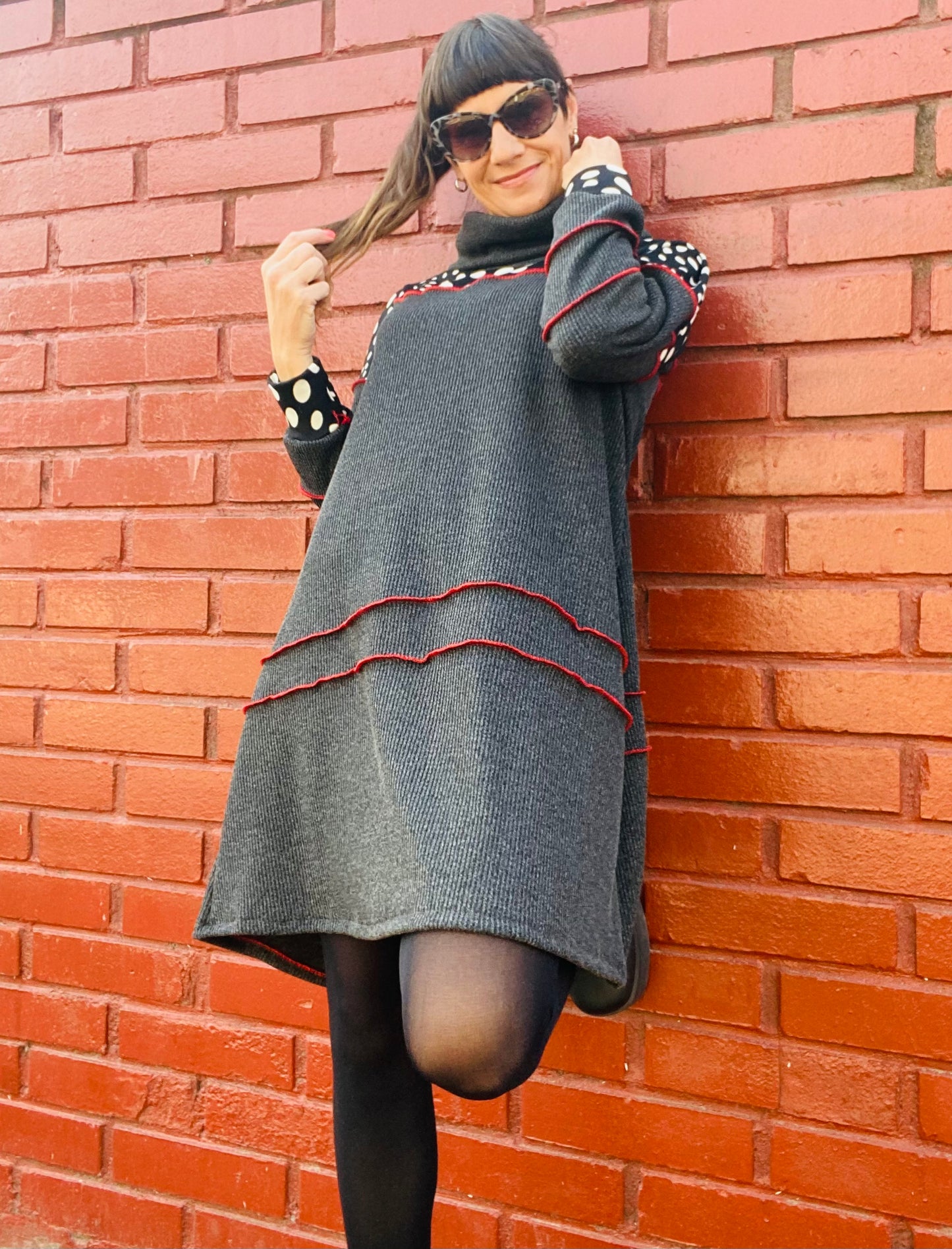 Vestido Lanilla Trama Marengo