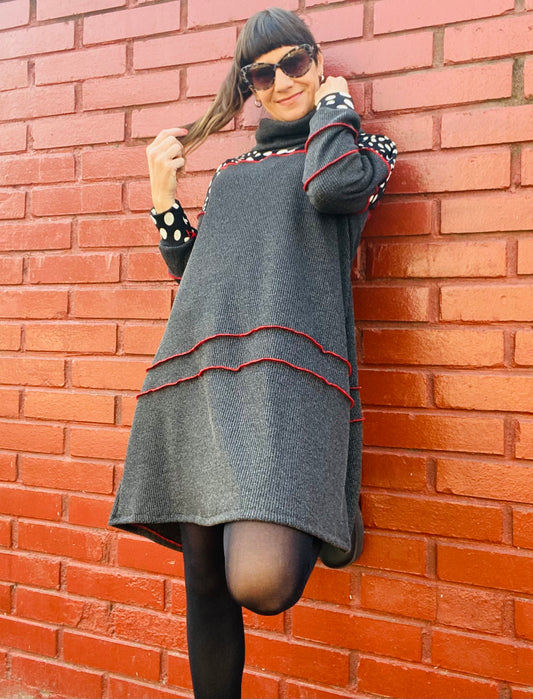 Vestido Lanilla Trama Marengo