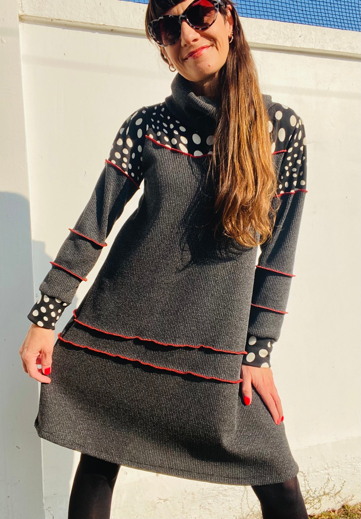 Vestido Lanilla Trama Marengo