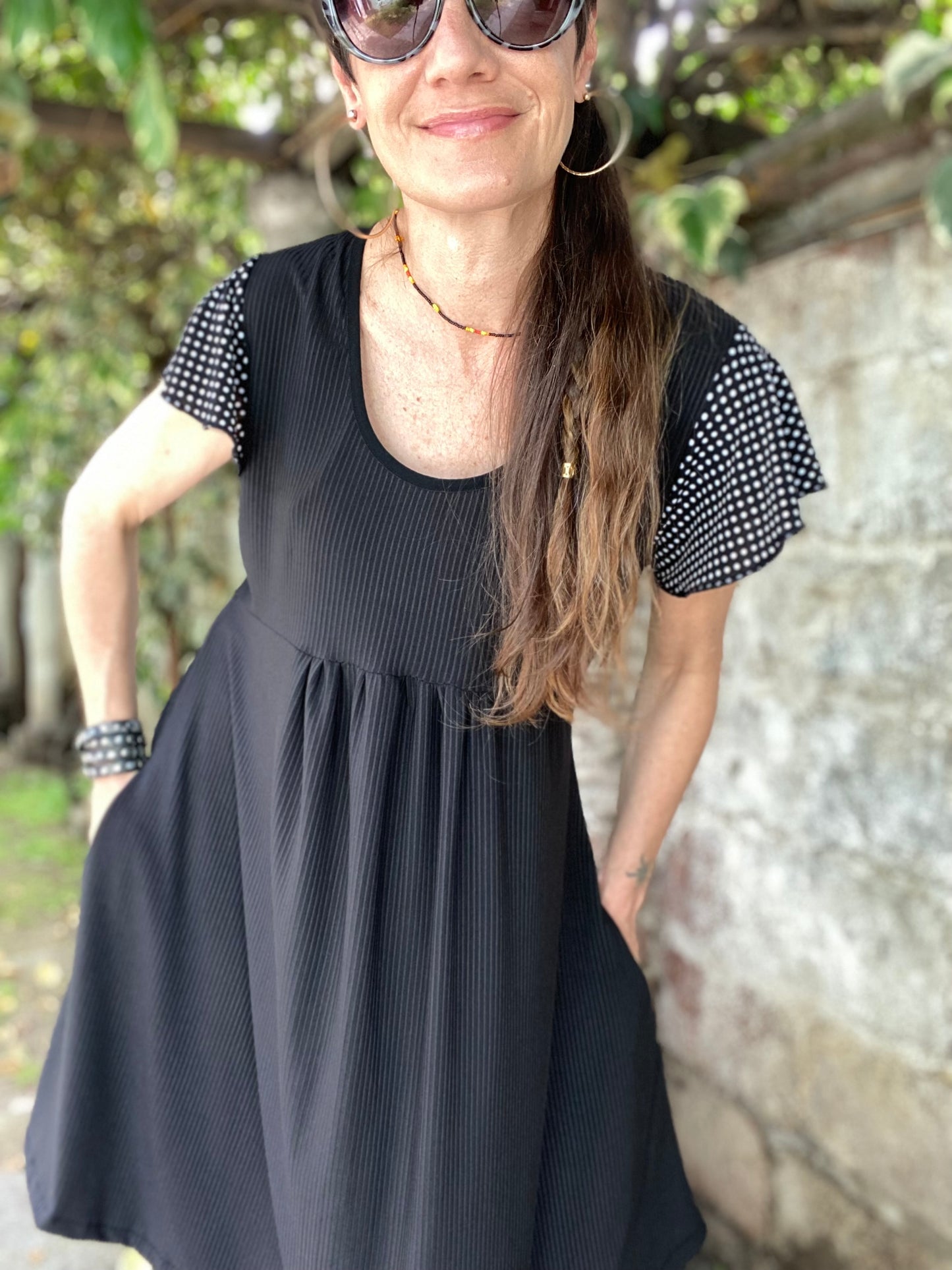 Véstido Mila Black Lunares Blancos