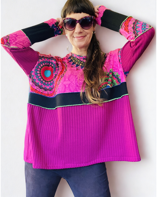 Polerón Multicromo🩷Mandalapink-black-magenta