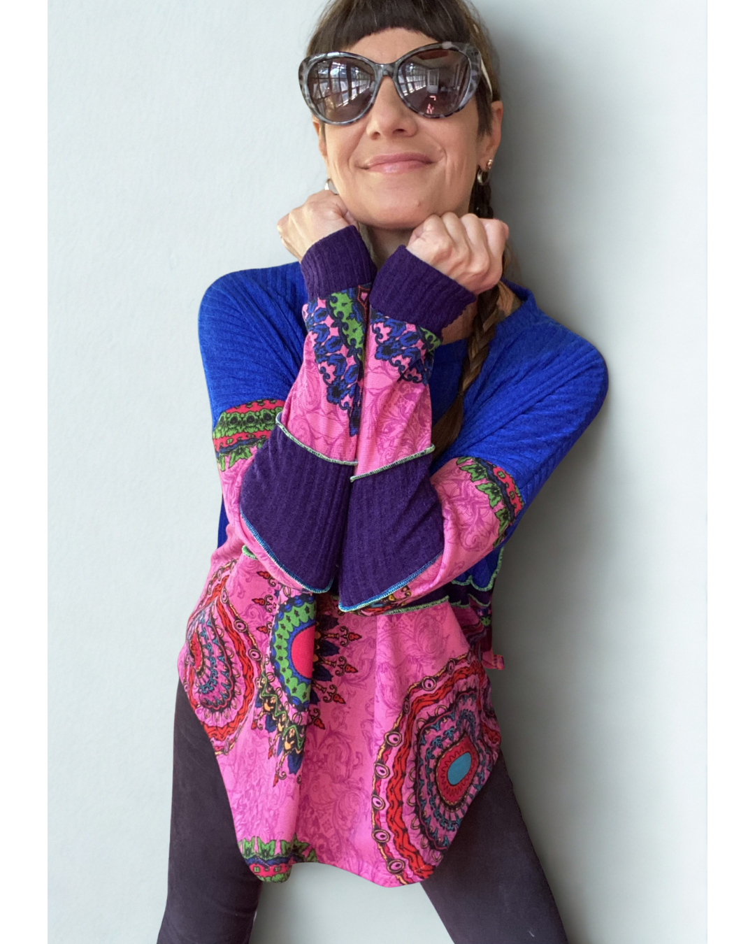 Polerón Multicromo💙Blue-black-Mandala Pink