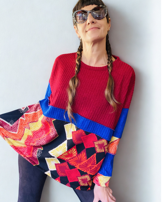 Polerón Multicromo❤️Burdeo-Blue-geometrik