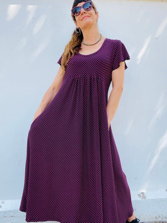 Vestido Mila Long Lunares Fuccia