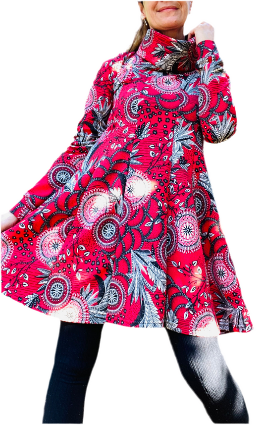 Vestido Lanilla Estampado Red