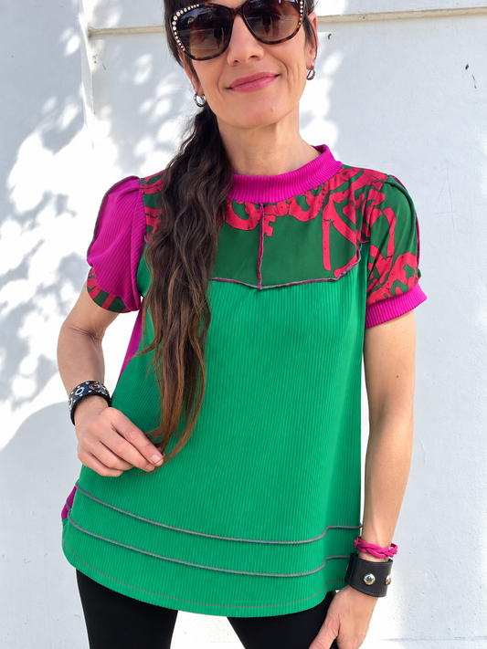 Polera Manga Corta Green Magenta