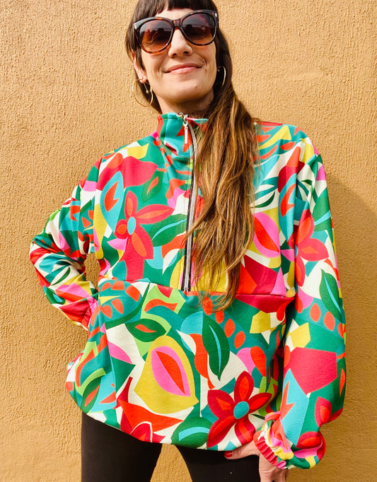 Poleron Flower Red cierre