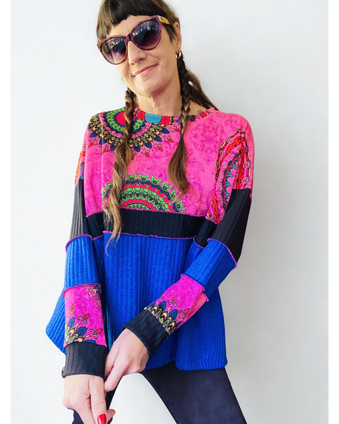 Polerón Multicromo🩷Mandala pink-black-blue