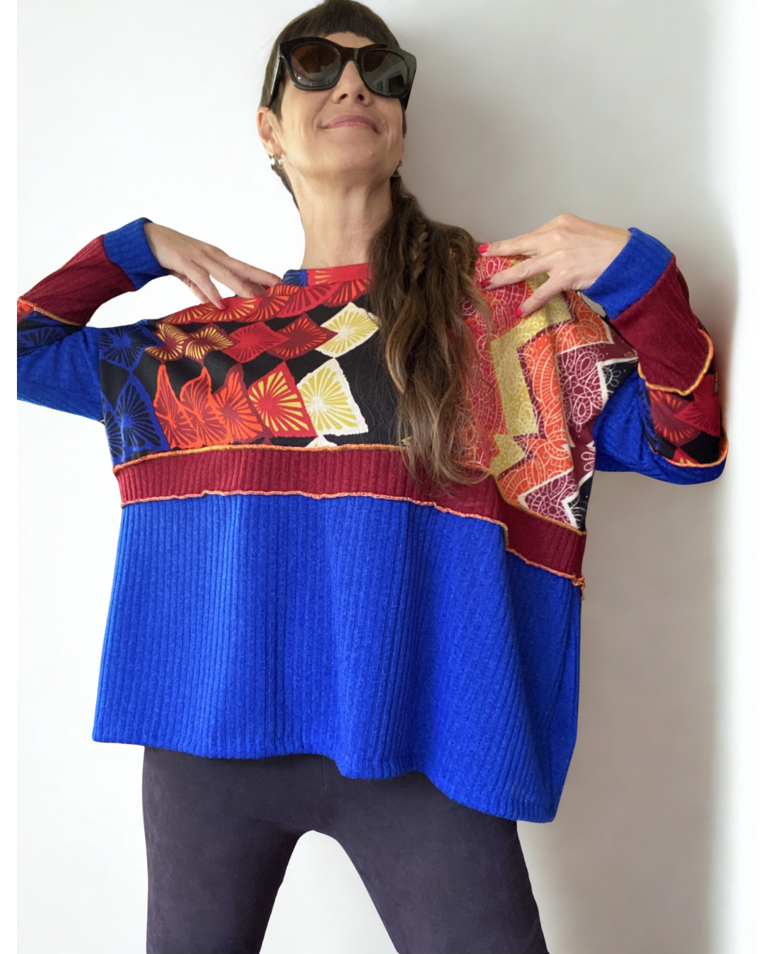 Polerón Multicromo🧡Geometrik-burdeo-Blue