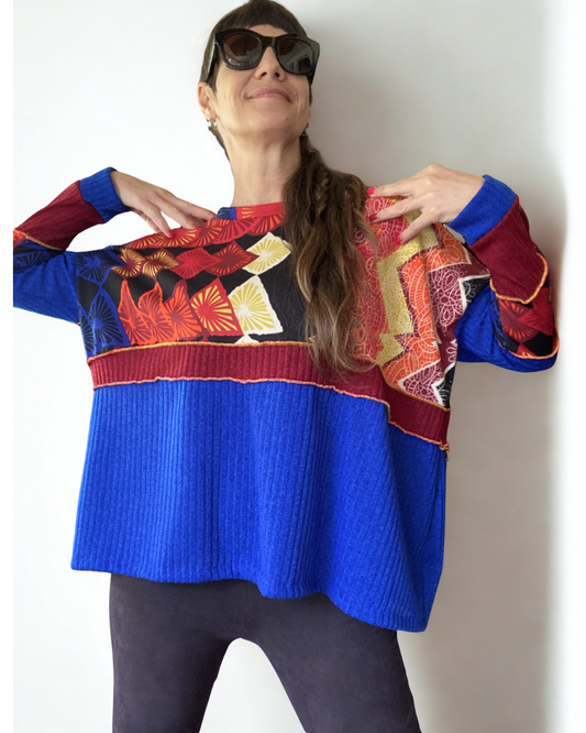 Polerón Multicromo🧡Geometrik-burdeo-Blue
