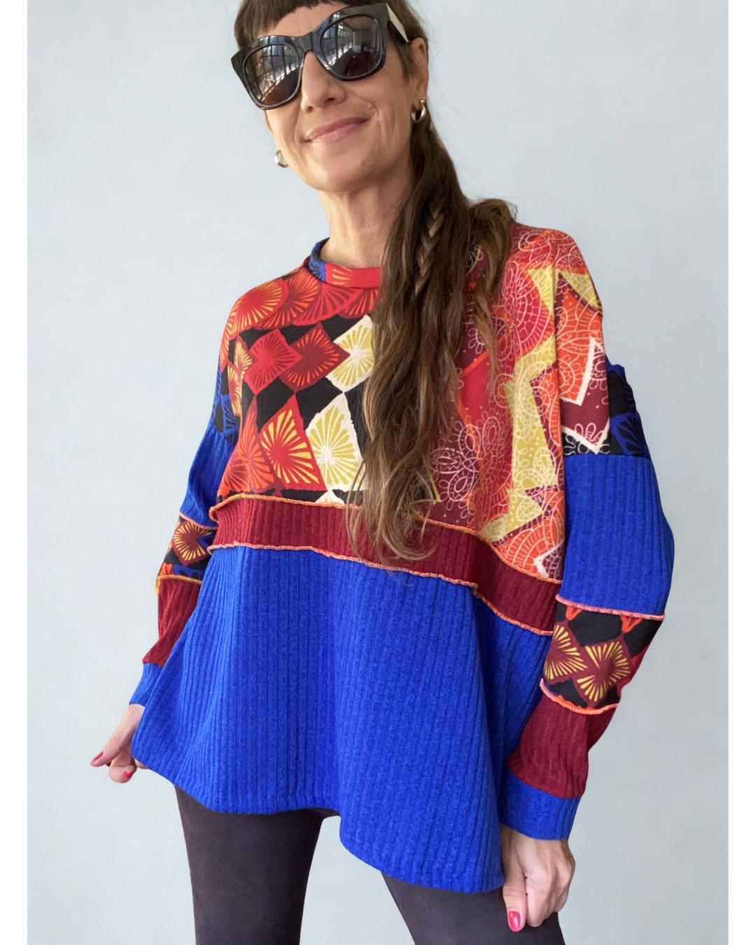 Polerón Multicromo🧡Geometrik-burdeo-Blue