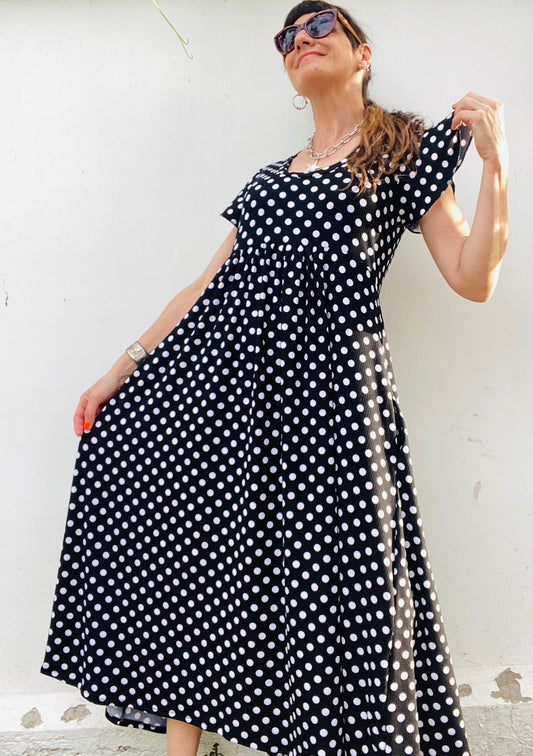 Vestido Mila Long Lunares Blancos