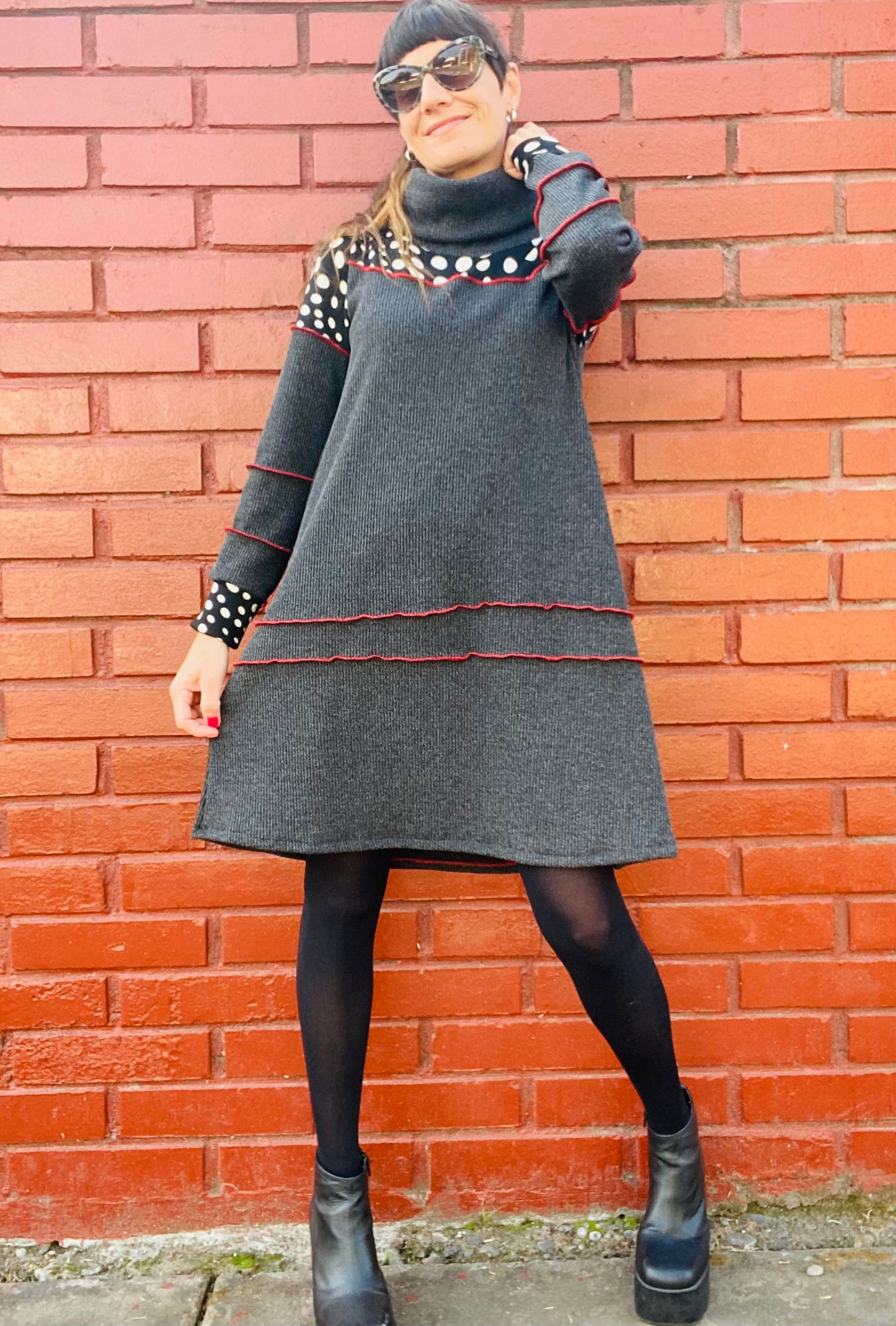Vestido Lanilla Trama Marengo