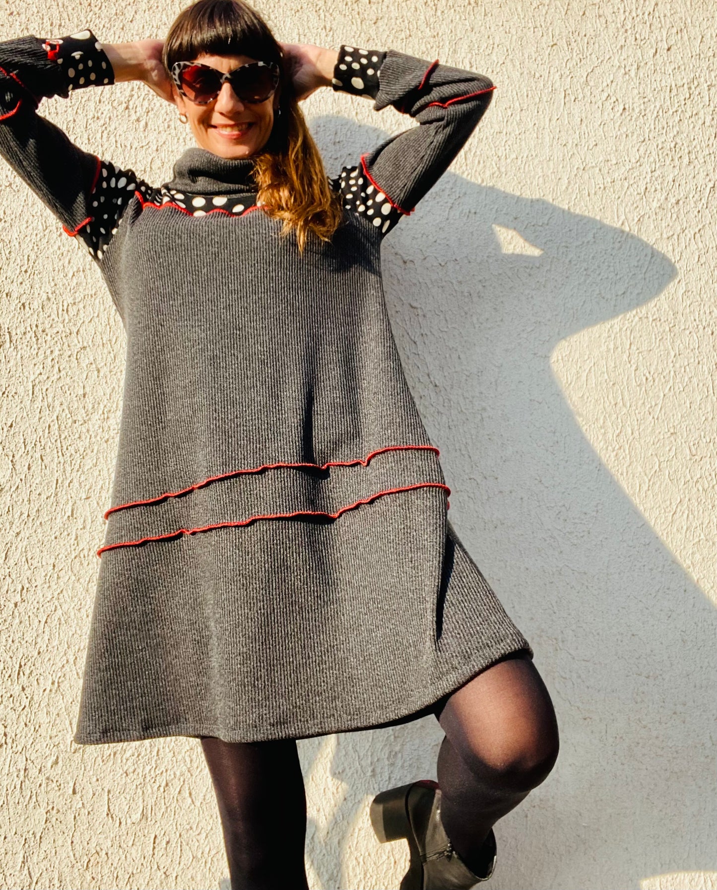 Vestido Lanilla Trama Marengo
