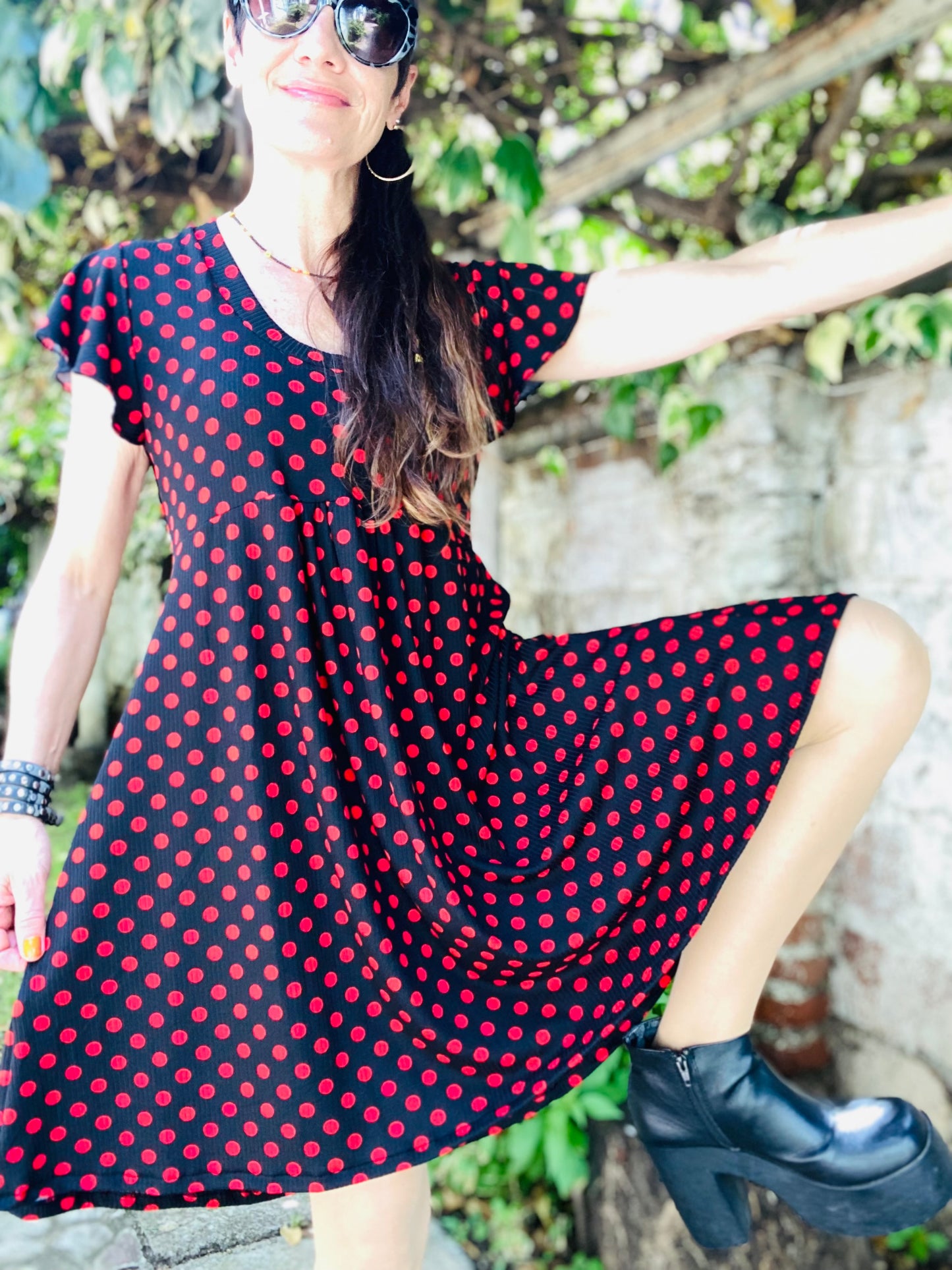 Vestido Mila Lunares Rojos