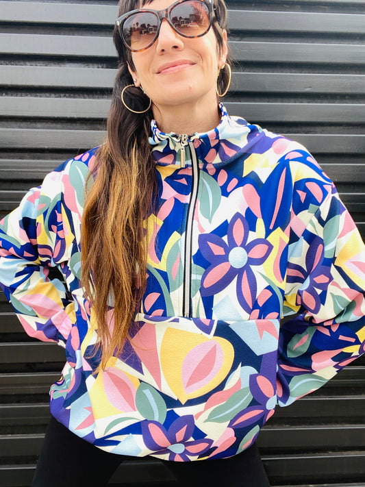 Poleron con cierre Flower Lila