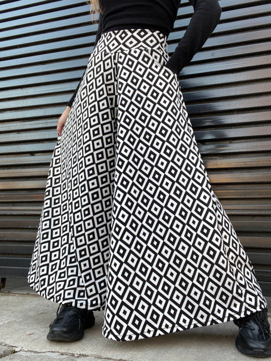 Palazzo Bolsillos Blanco y Negro Geometrik