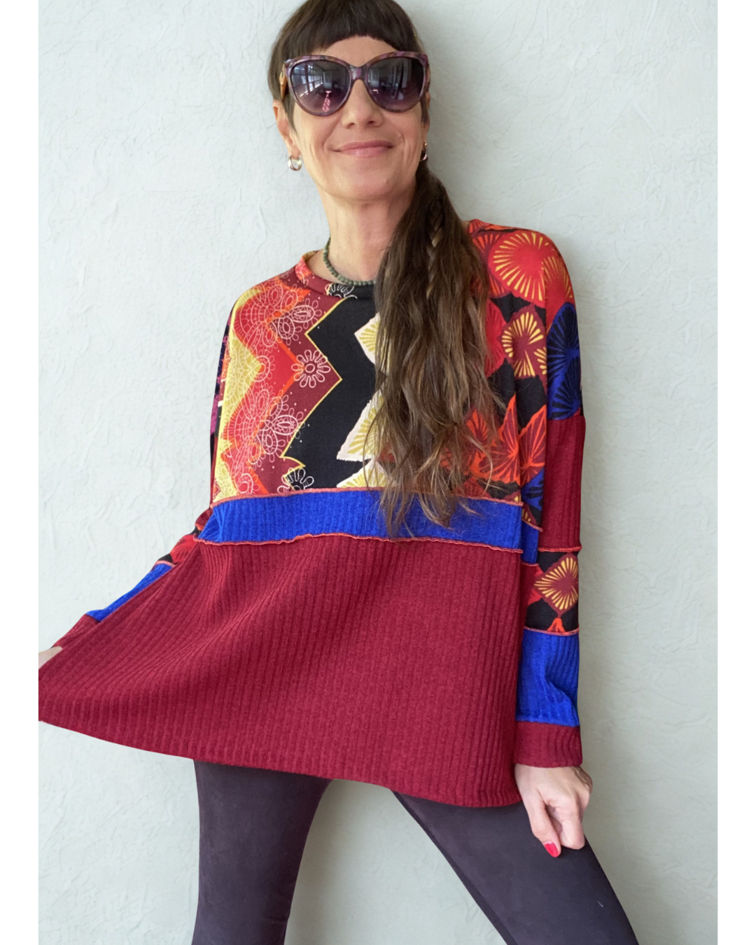 Polerón Multicromo🧡Geometrik Blue.Burdeo
