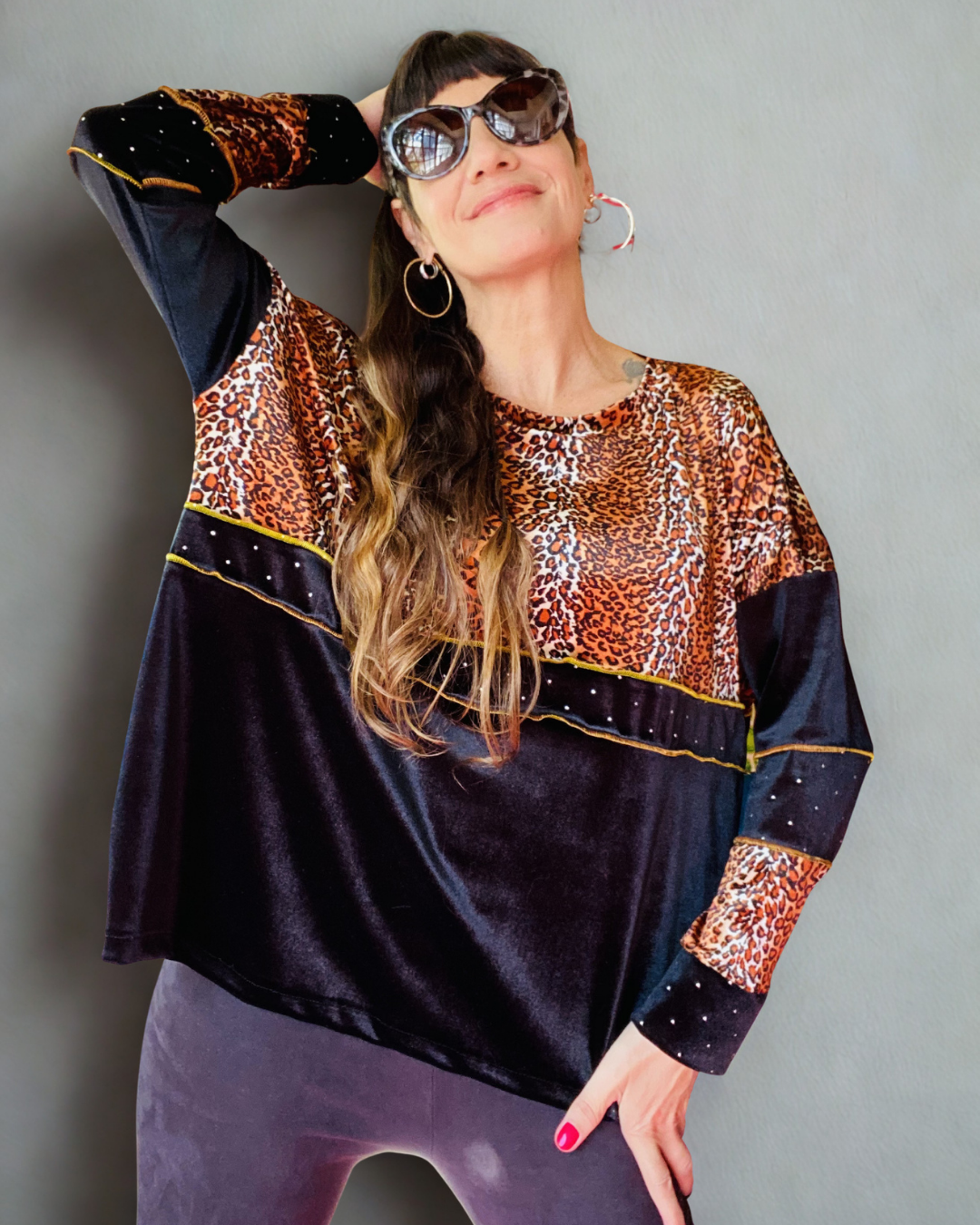 Poleron Multicromo Animal Black Velvet