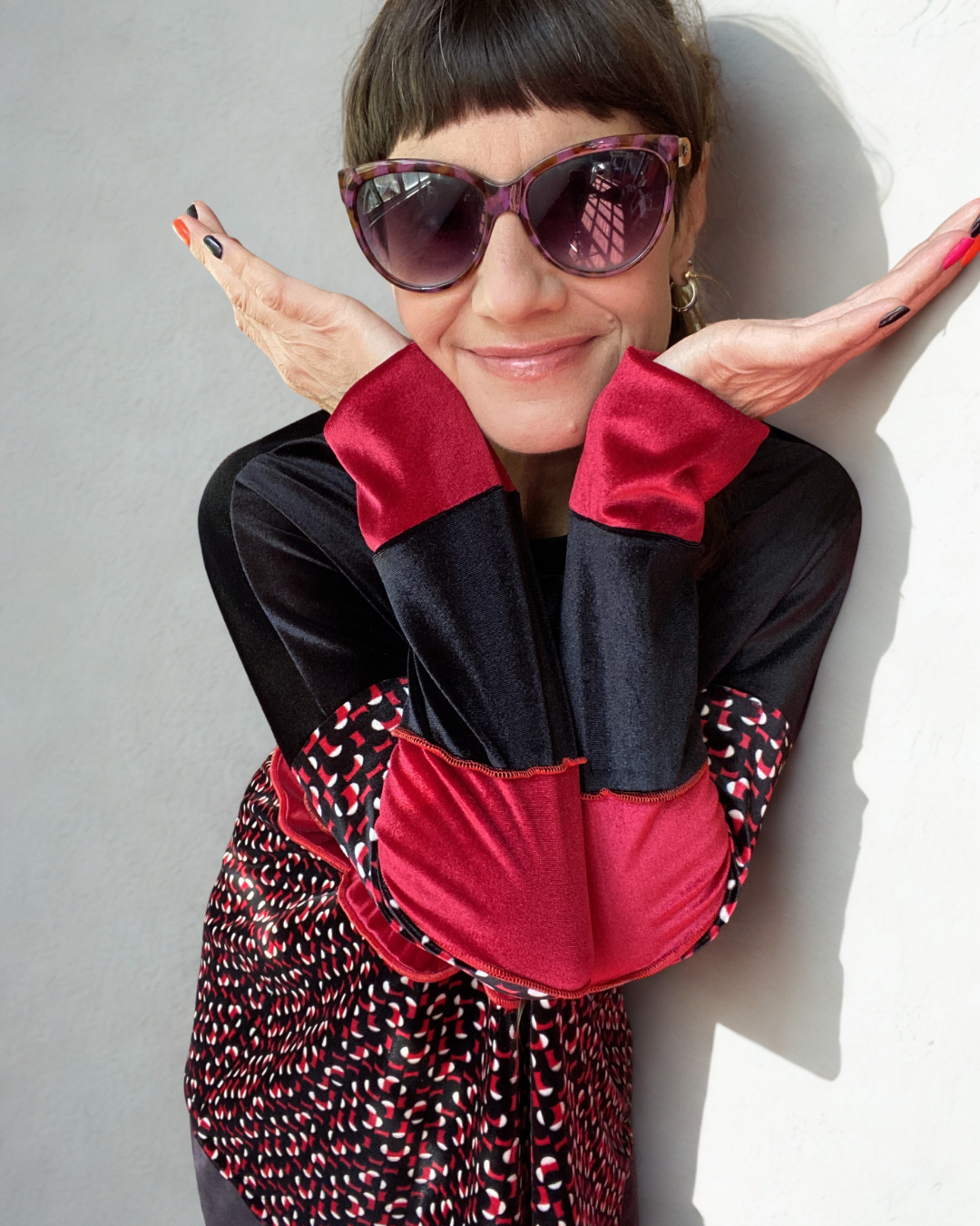 Poleron Multicromo Estampado red black total Velvet