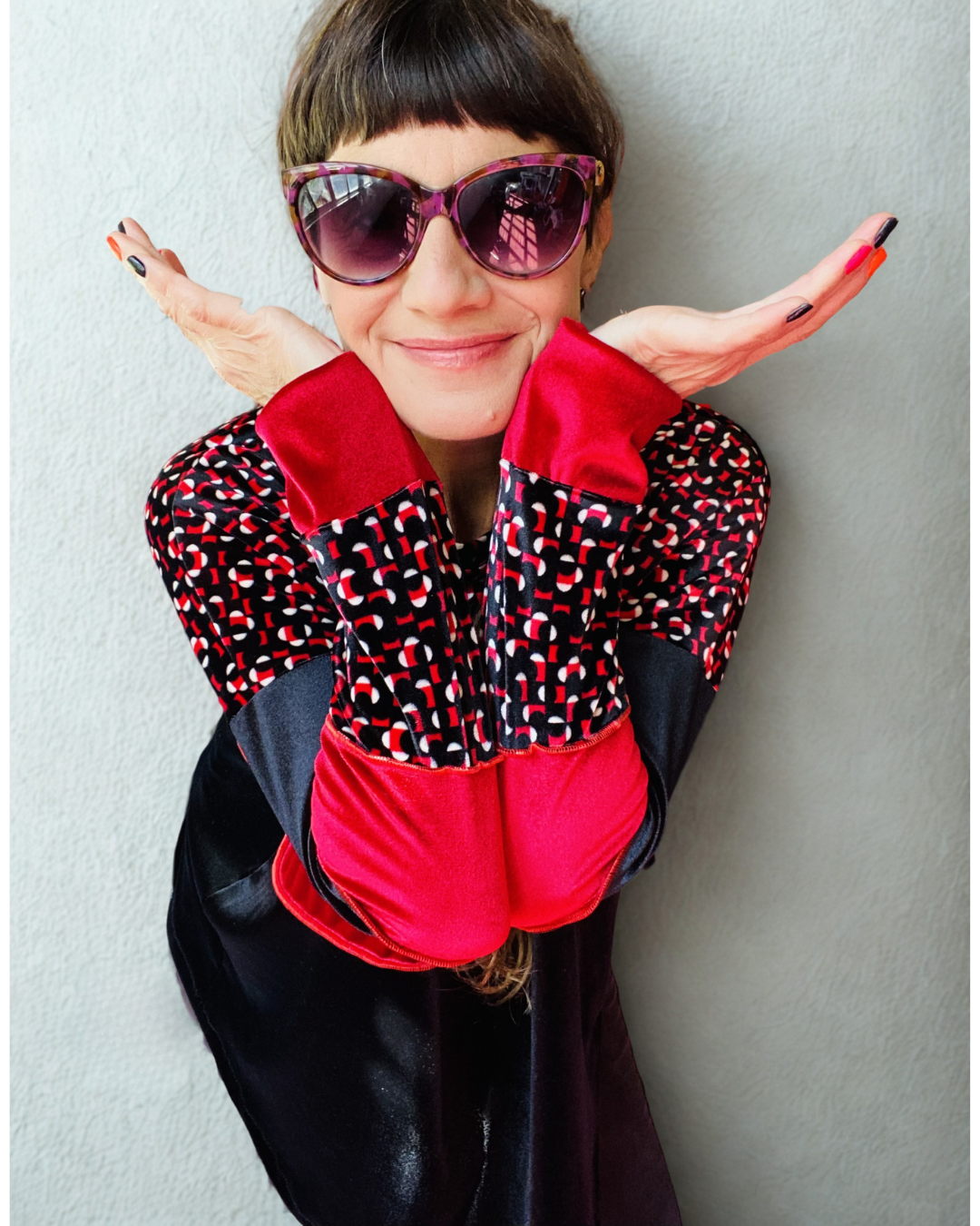 Poleron Multicromo Estampado red black total Velvet