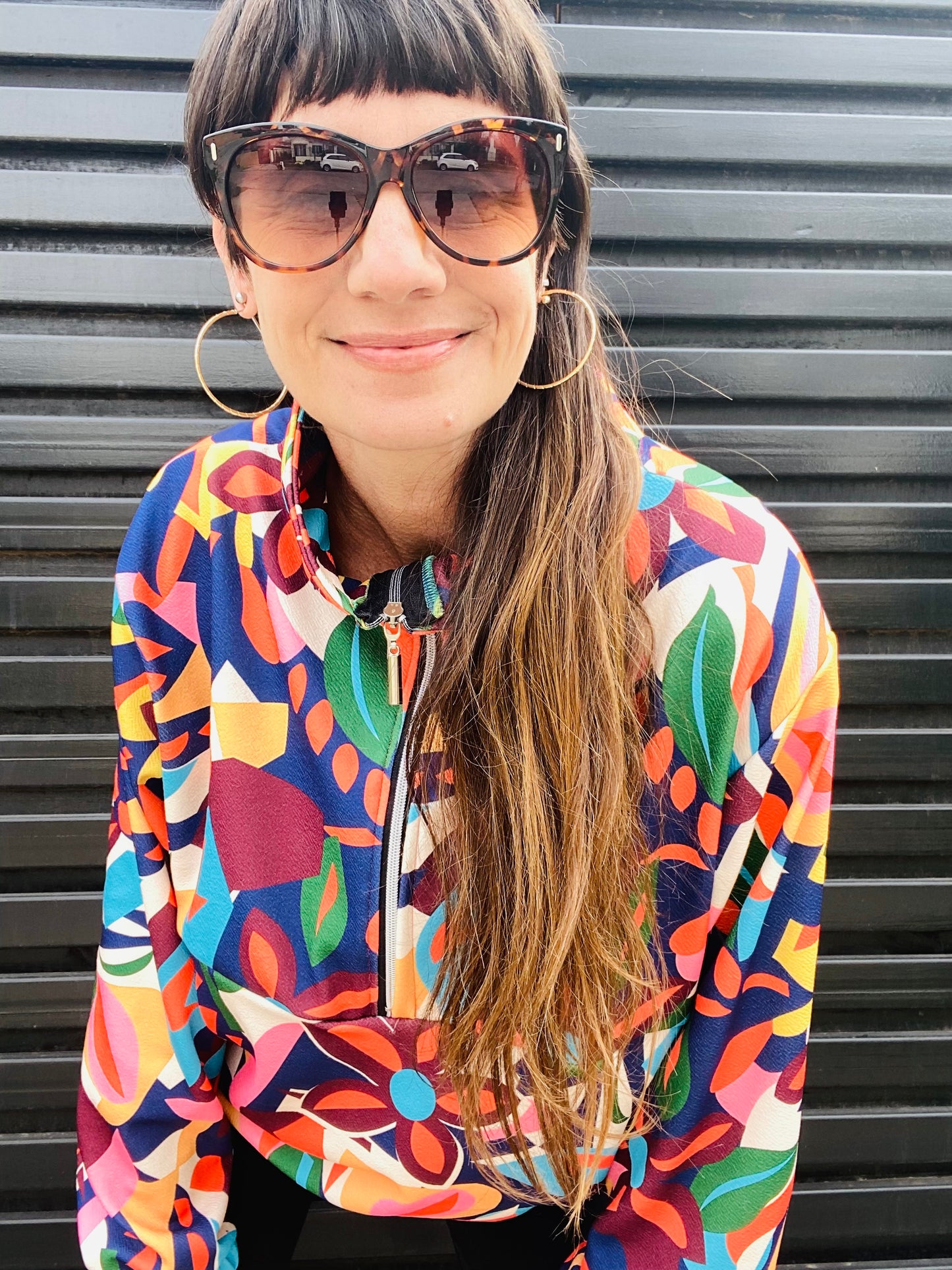 Poleron Flower Orange Cierre