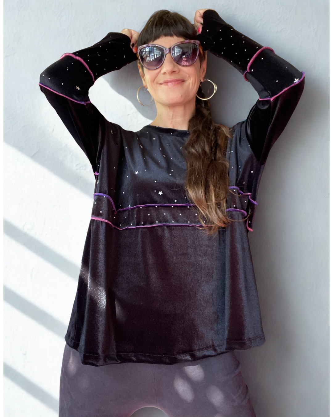 Poleron Multicromo Black Stars total Velvet