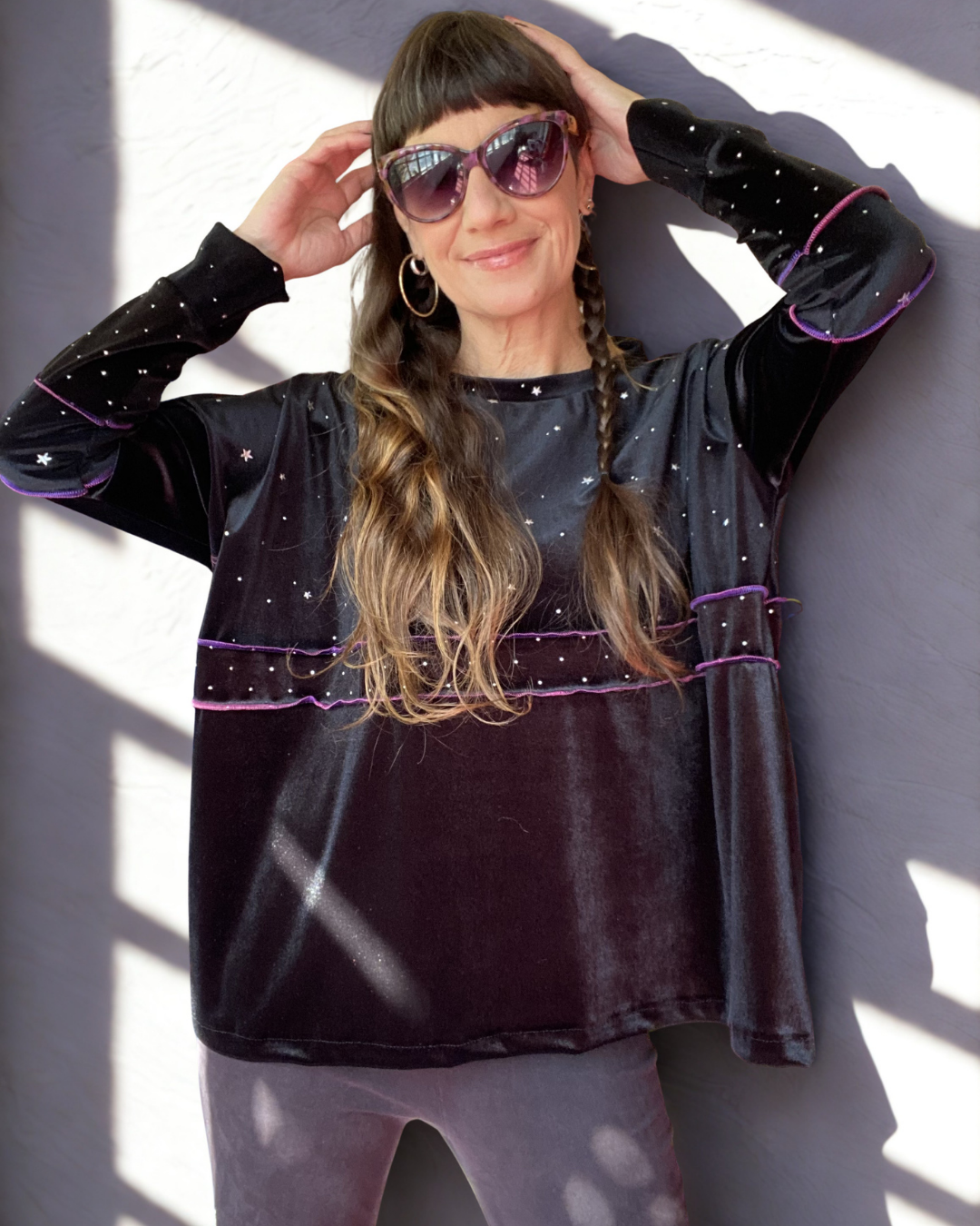Poleron Multicromo Black Stars total Velvet