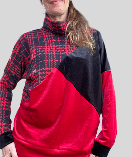 Poleron cuadrille red and black