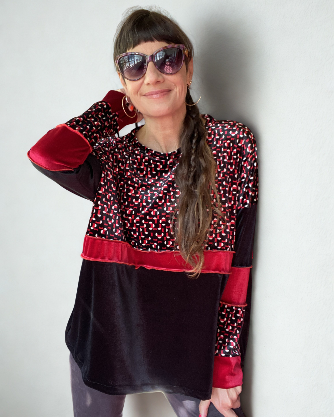 Poleron Multicromo Estampado red black total Velvet