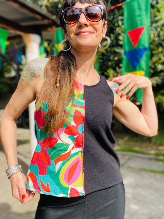 Polera Crop Half Flower