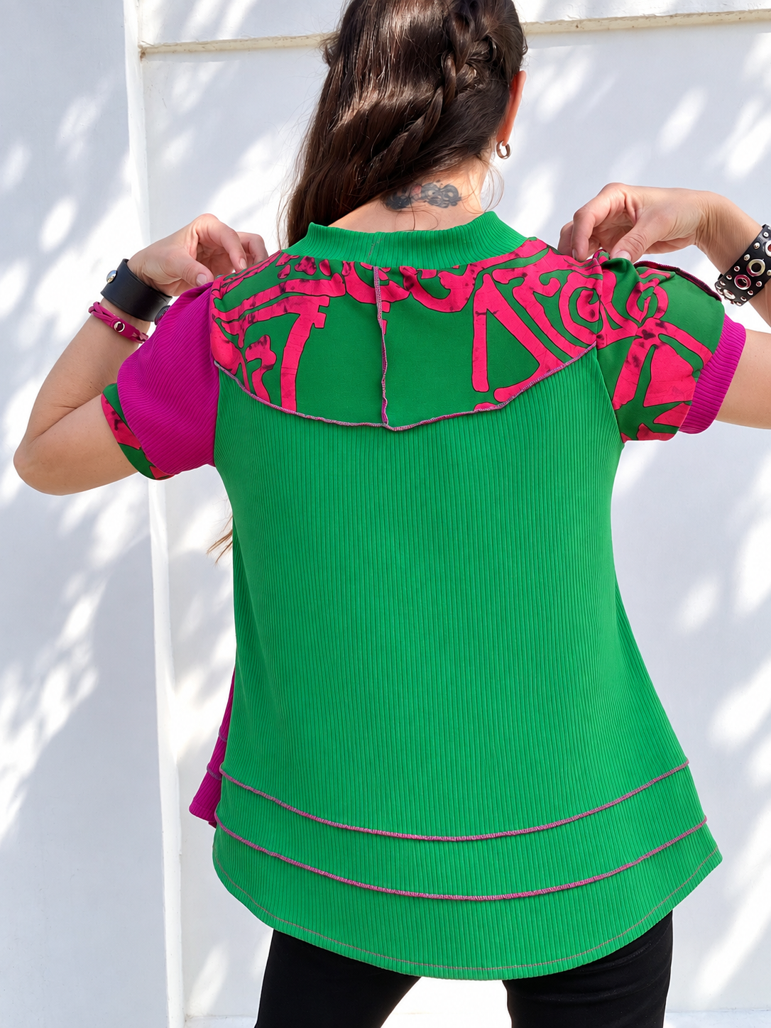 Polera Manga Corta Magenta Green