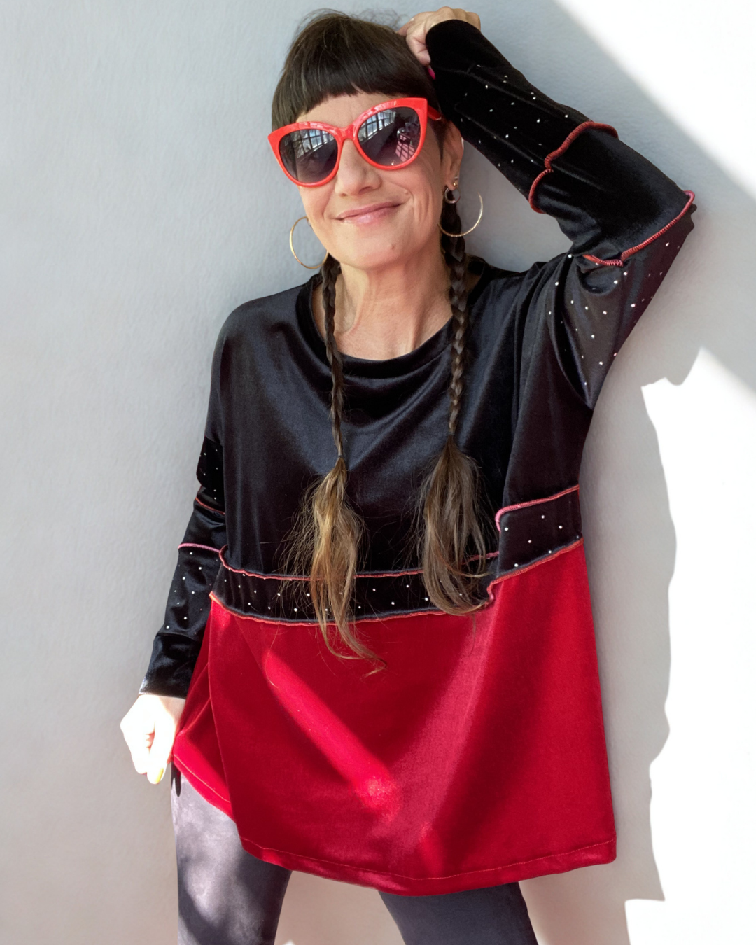 Poleron Multicromo Black and Red Total Velvet