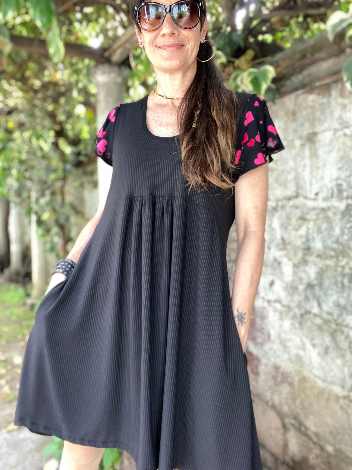 Vestido Mila Black Corazones