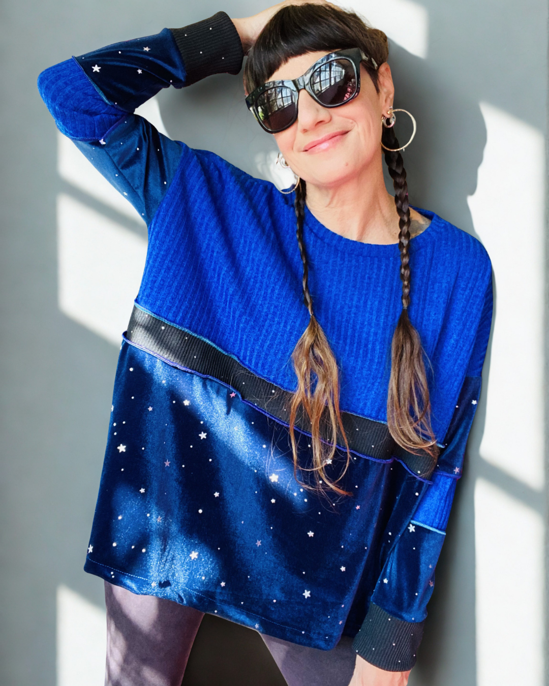 Poleron Multicromo Blue Velvet Stars