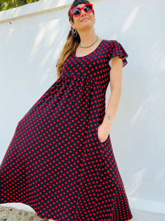 Vestido Mila Long Lunares Red