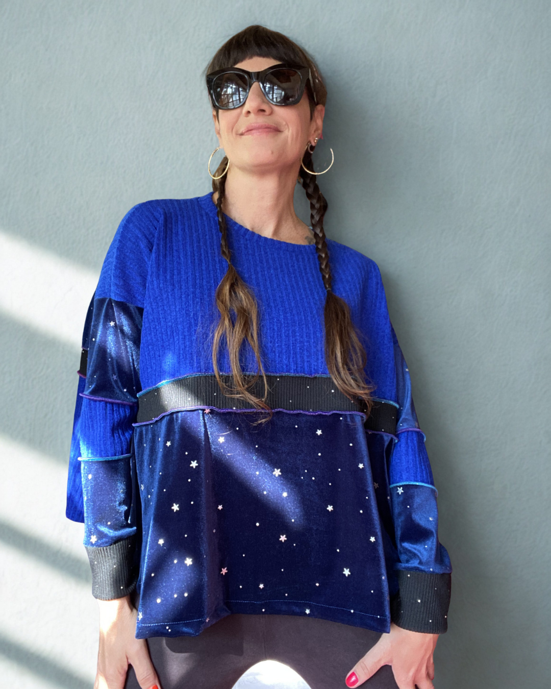 Poleron Multicromo Blue Velvet Stars
