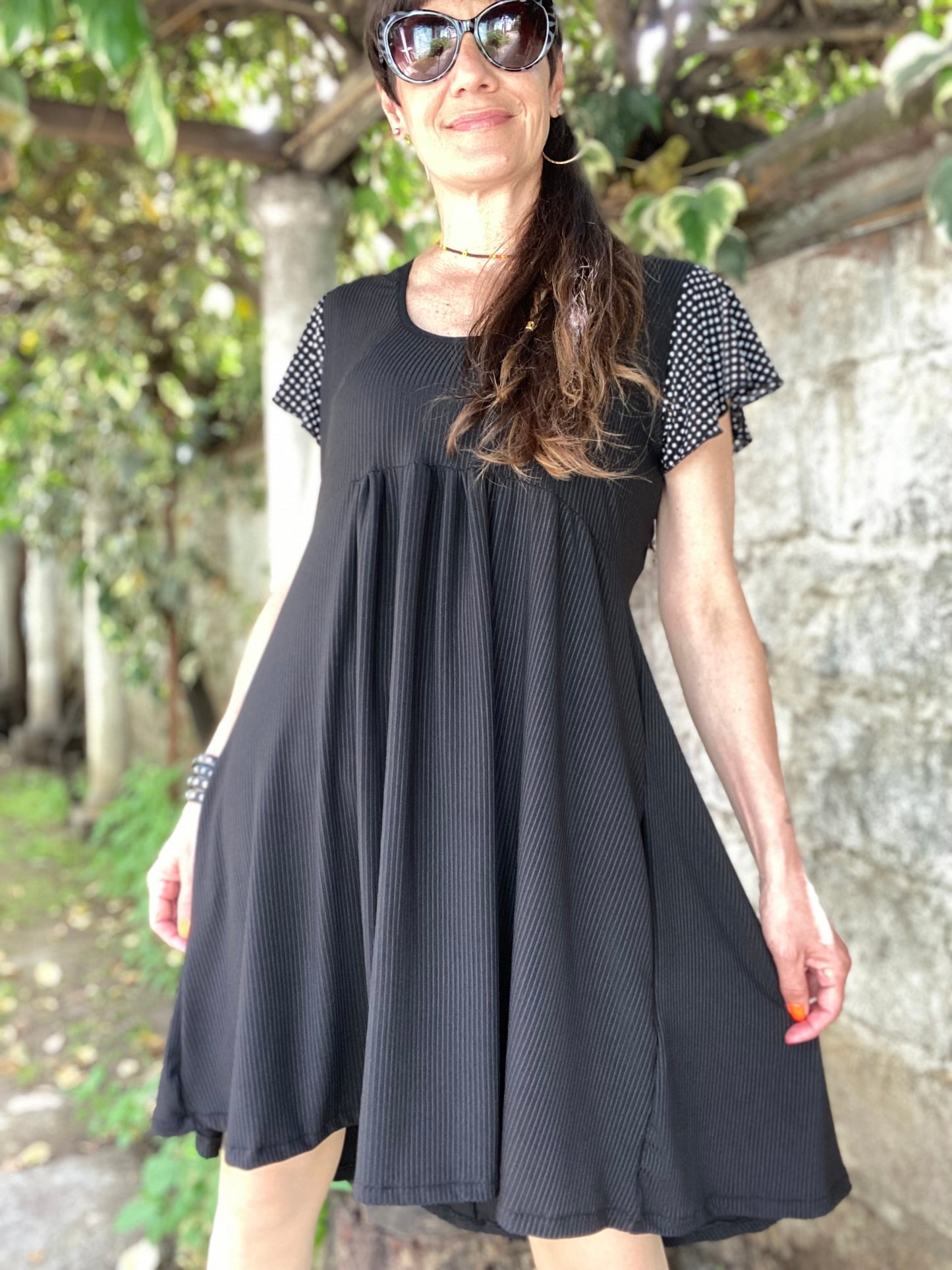 Véstido Mila Black Lunares Blancos