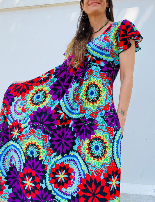 Vestido Mila Long Mandala Flower