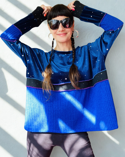 Poleron Multicromo💙Blue Stars Velvet