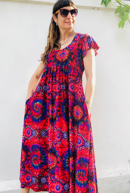 Vestido Mila Long Mandala Red